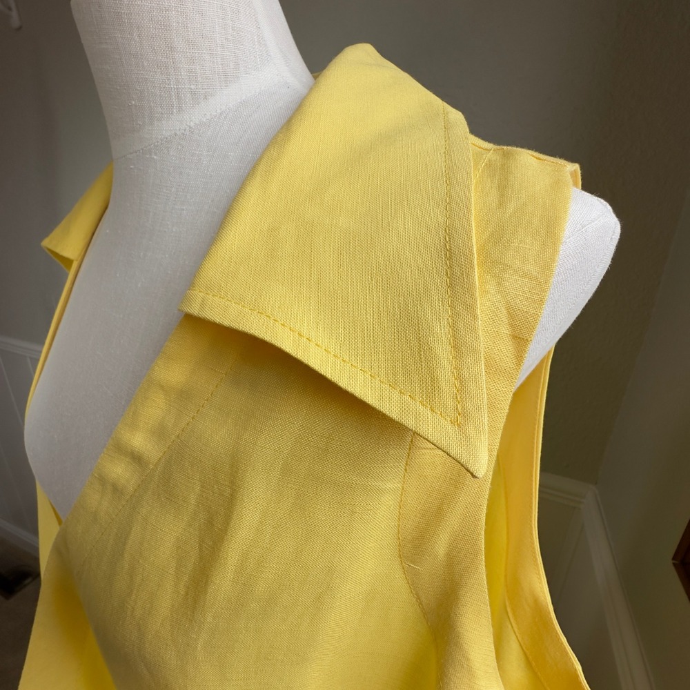 Ashley Stewart Womens Wrap Dress 22W Yellow Linen Blend Sleeveless Midi Sundress - Picture 12 of 16